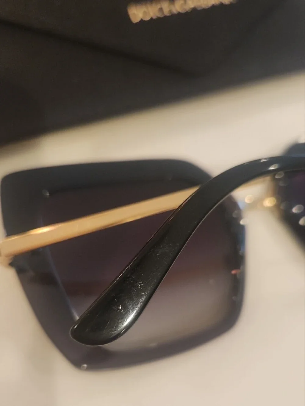 Dolce & Gabbana Black Sunglasses with Gold Accents